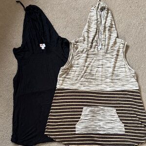 LuLaRoe Black and Striped Tank Tops